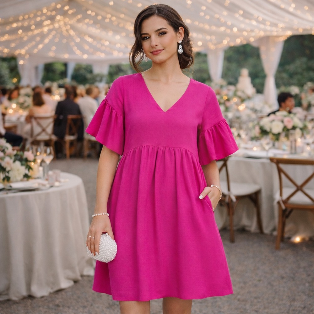 Gorman Pink Linen Mini Dress Size 2
